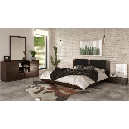 Nova Domus Fantasia Contemporary Dark Walnut and Dark Grey Bed Walnut Bed 77206 VGWDHL-W01-01-BED