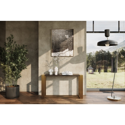 Modrest Fauna Modern Wenge and Brass Console Table Brown Console Table 79843 VGBB-BN-2X-WB-BRN-CT