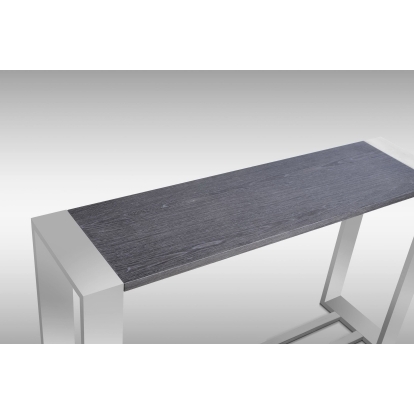 Modrest Fauna Modern Grey Elm & Stainless Steel Console Table Grey Console Table 77967 VGBBBN-2X-GRY