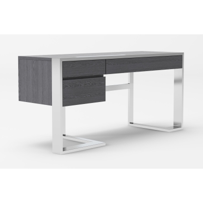 Modrest Fauna Modern Elm Grey & Stainless Steel Desk Grey Office Desk 77970 VGBBBN-2DK-GRY-DESK