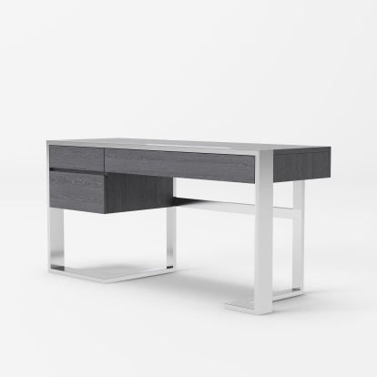 Modrest Fauna Modern Elm Grey & Stainless Steel Desk Grey Office Desk 77970 VGBBBN-2DK-GRY-DESK