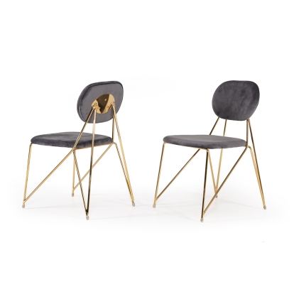 Modrest Carol Modern Grey Fabric Dining Chair (Set of 2) Grey Dining Chair 74550Z VGFH-FDC7020-GRY