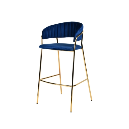 Modrest Brandy Modern Blue Fabric Bar Stool (Set of 2) Blue Bar Stool 74552Z VGFH-FDC7052-BLU