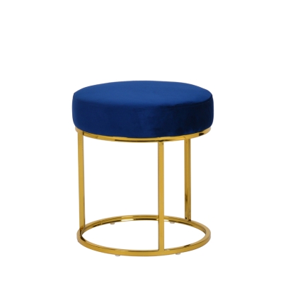 Modrest Elmont Modern Blue Velvet & Gold Stool Ottoman Blue Ottoman 75152 VGFH-FDC8017-BLU
