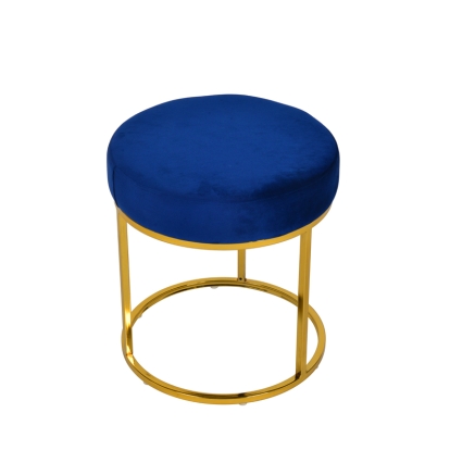 Modrest Elmont Modern Blue Velvet & Gold Stool Ottoman Blue Ottoman 75152 VGFH-FDC8017-BLU