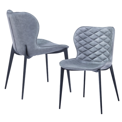 Modrest Felicia Modern Grey & Black Dining Chair (Set of 2) Grey Dining Chair 78110Z VGHR3588-GRY-DC