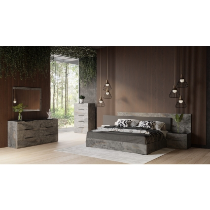 Nova Domus Ferrara Modern Volcano Oxide Grey Bed with Nightstands Grey Bedroom Set 79297|79298|79299 VGACFERRARA-BED-2NS-SET