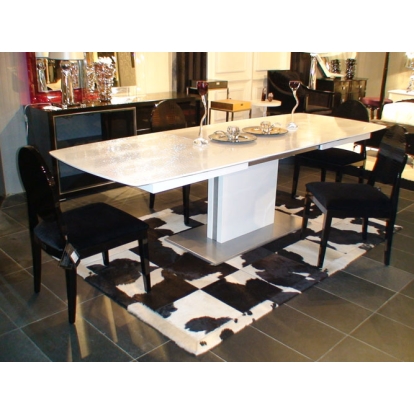 A&X Centro Modern White Crocodile Dining Table White Dining Table 11543 VGUNAA818-265WC