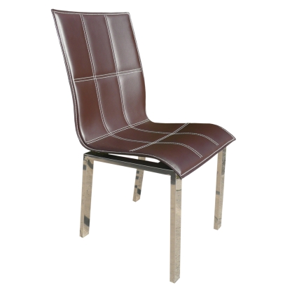 Waves Collection Modern Glass with Chrome Stainless Steel Dining Table Espresso Dining Table 12278 VGGUWAVES