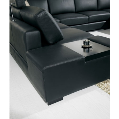 T35 Modern Black Genuine Leather Sectional Sofa with Light 450 Sectional Sofa 13055 VGYI-T35-2-HL