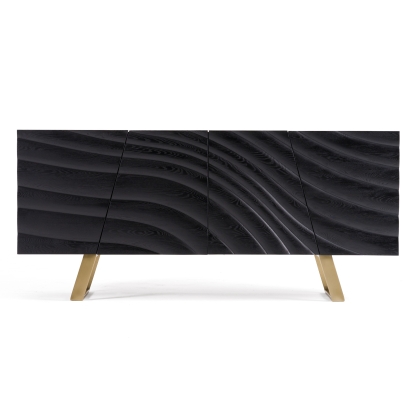 Modrest Finley Mid-Century Black & Gold Buffet Black Buffet 81727 VGCSSB-16050-BLK