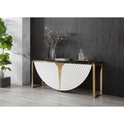 Modrest Flavio Gold + Marble Console Table White Console Table 78529 VGVCK1896-WHT-CT