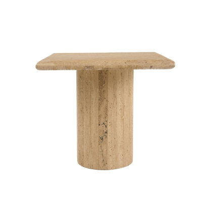 Modrest Fletcher Modern Travertine Marble 15" Tall End Table Beige End Table 82004 VGBR-SBA-4799
