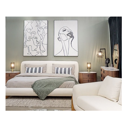 LA Furniture Fleury Contemporary Cream Fabric and Walnut EK Bedroom Set VGCS-21073-BED-SET-eastern Contemporary Style by Vig Furnitrue Number 80227 Catch Home Goods