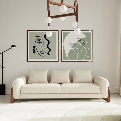 LA Furniture Fleury Contemporary Cream Fabric and Walnut Sofa VGCS-21073-SO Contemporary Style by Vig Furnitrue Number 79646 Catch Home Goods