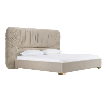 Modrest Florence Modern Beige Velvet + Leatherette Bedroom Set Beige Bedroom Set 83278|83279 VGVC-BD2410-SET