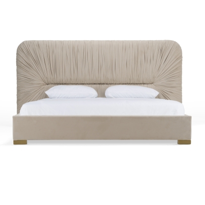 LA Furniture Eastern King Florence Modern Beige Velvet + Gold Bed VGVC-BD2410-BED-EK Contemporary Style by Vig Furnitrue Number 82674 Catch Home Goods