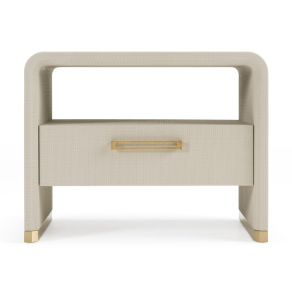 Modrest Florence Modern Beige Leatherette + Gold Nightstand Beige Nightstand 82675 VGVC-N2410