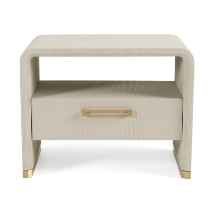 Modrest Florence Modern Beige Leatherette + Gold Nightstand Beige Nightstand 82675 VGVC-N2410