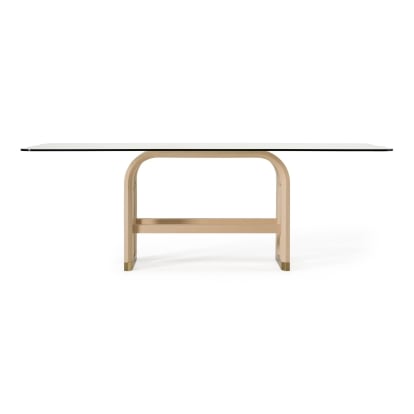 LA Furniture Florence Modern Glass + Natural Oak + Gold Dining Table VGVC-T2410 Contemporary Style by Vig Furnitrue Number 82706 Catch Home Goods