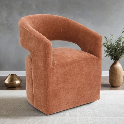 Furniture Of America Tresa Contemporary Rustic Orange Arm Chair With Casters Model FM-AC3002OR