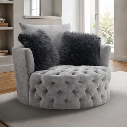 Furniture Of America Sofi Transitional Light Gray Button Tufted Swivel Chair Model FM-AC6000LG-SW