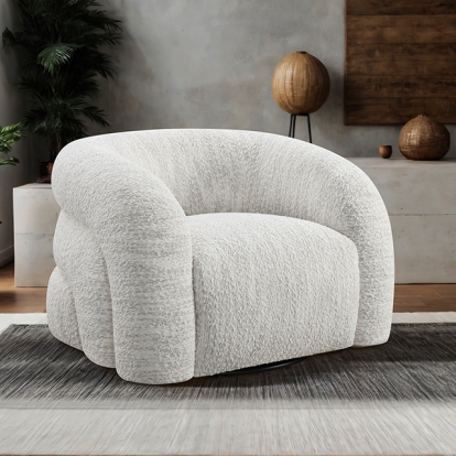 Furniture Of America Freja Contemporary Cotton White Swivel Chair Model FM-AC6003WH-SW