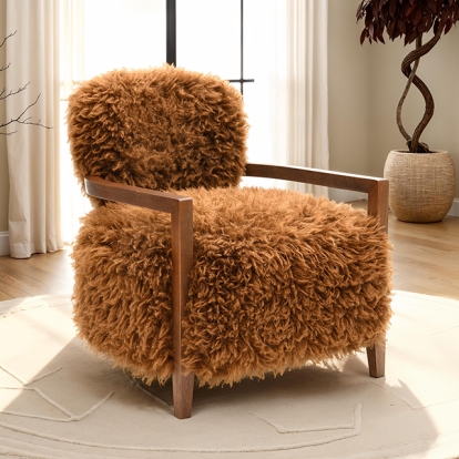 Furniture Of America Eramo Contemporary Camel Brown Accent Chair Model FM-AC6005BR