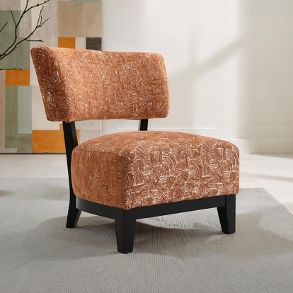 Furniture Of America Aveni Contemporary Rustic Orange Accent Chair Model FM-AC6008OR