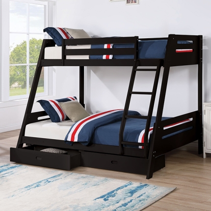 Furniture Of America Emilee Transitional Black Twin-Full Bunk Bed Model FM-BK003BK-BED
