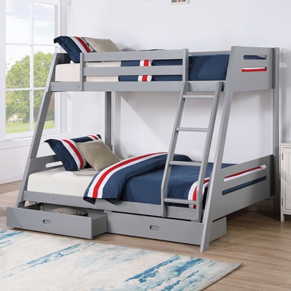 Furniture Of America Emilee Transitional Gray Twin-Full Bunk Bed Model FM-BK003GY-BED