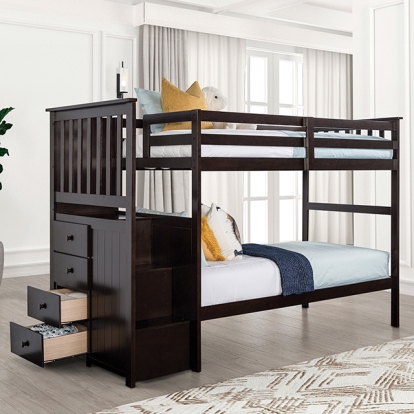 Furniture Of America Ontario Transitional Espresso Twin-Twin Bunk Bed Model FM-BK102ES-T-BED