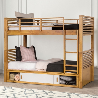 Furniture Of America Richland Transitional Light Oak Twin-Twin Bunk Bed Model FM-BK103AK-T-BED