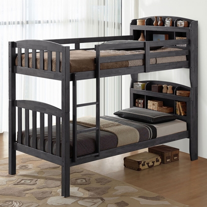 Furniture Of America Stutsman Transitional Stain Gray Twin-Twin Bunk Bed Model FM-BK106GY-T-BED