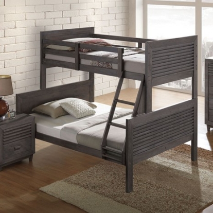 Furniture Of America Witham Transitional Solid Hardwood Charcoal Brown Twin/Full Bunk Bed | FM-BK108DB-F-BED