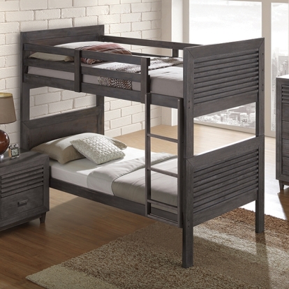 Furniture Of America Witham Transitional Charcoal Brown Twin-Twin Bunk Bed Model FM-BK108DB-T-BED
