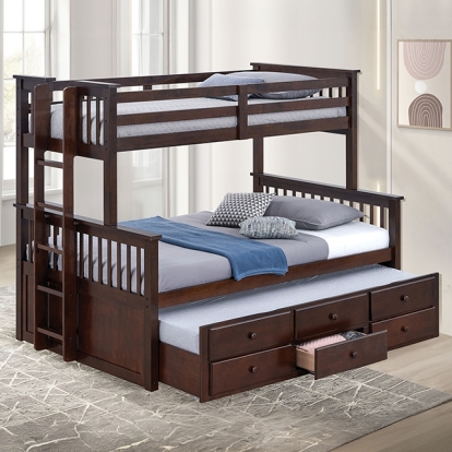 Furniture Of America University Transitional Dark Walnut Twin-Full Bunk Bed Model FM-BK458F-DW-BED