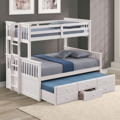 Furniture Of America University Transitional Engineered Wood, Solid Hardwood White Twin/Full Bunk Bed | FM-BK458F-WH-BED