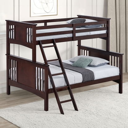 Furniture Of America Spring Creek Transitional Dark Walnut Twin-Full Bunk Bed Model FM-BK602F-DW-BED