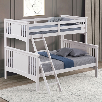 Furniture Of America Spring Creek Transitional White Twin-Full Bunk Bed Model FM-BK602F-WH-BED