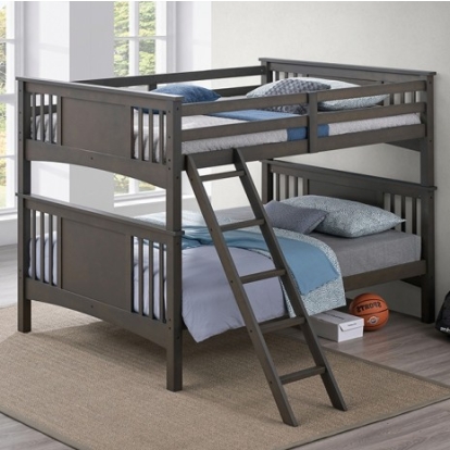 Furniture Of America Spring Creek Transitional Engineered Wood, Solid Hardwood Stain Gray Full/Full Bunk Bed | FM-BK602FF-GY-BED