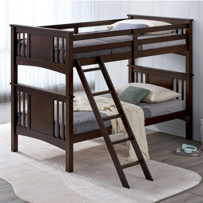 Furniture Of America Spring Creek Transitional Engineered Wood, Solid Hardwood Dark Walnut Twin/Twin Bunk Bed | FM-BK602TT-DW-BED