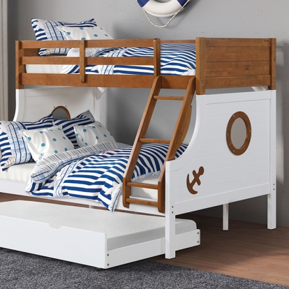 Furniture Of America Nautia Novelty Oak-White Twin-Full Bunk Bed Model FM-BK629AK-BED