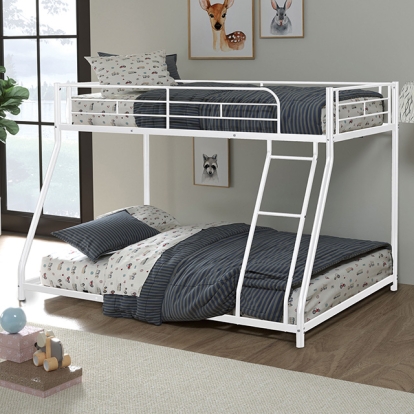 Furniture Of America Panos Contemporary White Twin-Full Metal Bunkbed Model FM-BK901WH-TF