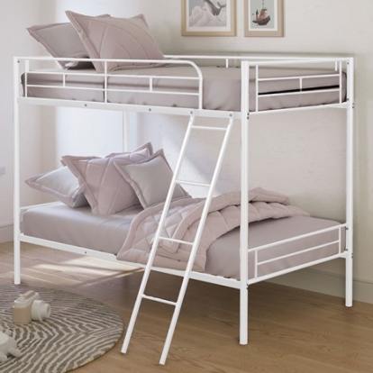 Furniture Of America Hector Contemporary Metal White Twin/Twin Metal Bunkbed | FM-BK903WH-TT
