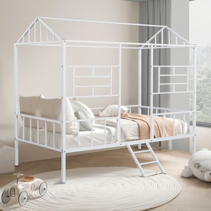 Furniture Of America Rhonda Contemporary Metal White Twin Loft Bed | FM-BK908WH-T