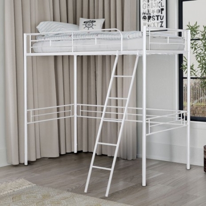 Furniture Of America Myles Contemporary Metal White Twin Loft Bed | FM-BK910WH-T