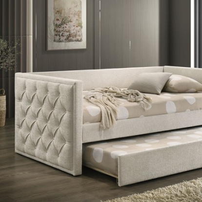 Furniture Of America Renzi Transitional Engineered Wood, Fabric Beige Twin Daybed W/ Trundle | FM1202BG-BED