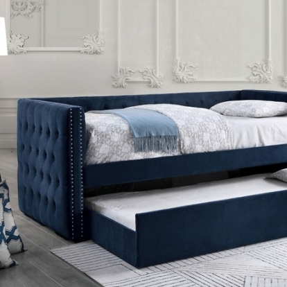 Furniture Of America Susanna Transitional Engineered Wood, Flannelette, Wood Navy Daybed W/ Trundle | FM1739NV-BED