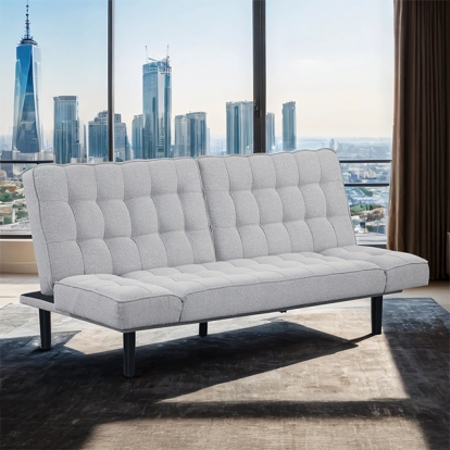 Furniture Of America Bellevue Contemporary Light Gray Futon Sofa Model FM2801LG